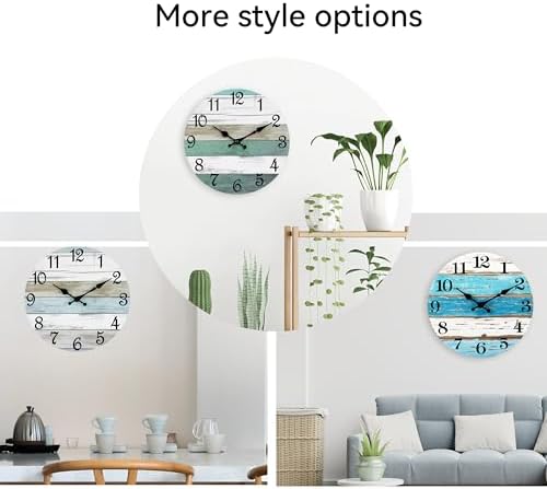 CHYLIN Wall Clock 10" Beach Battery Operated Silent Non-Ticking Coastal - Image 2