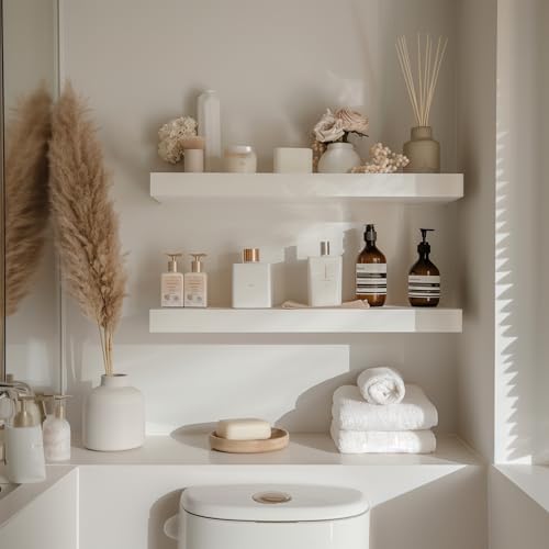 24in White Floating Shelves for Wall, Home Decor - Image 3