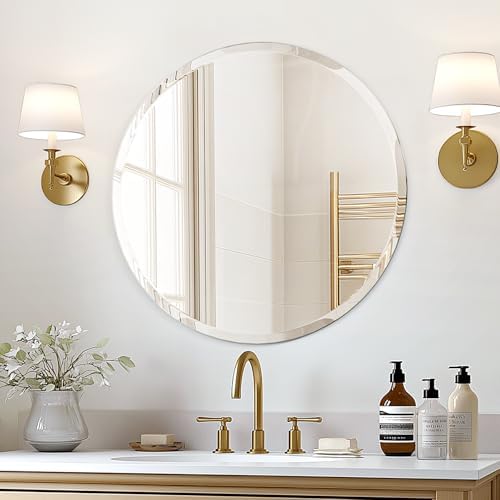 USHOWER Frameless Round Bathroom Mirror 24" by USHOWER