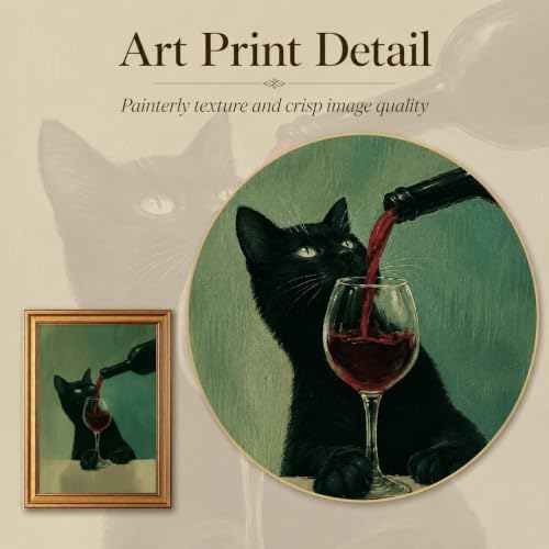 Framed Black Cat Canvas Wall Art, Funny Animal Picture Wall Decor24x16in - Image 3