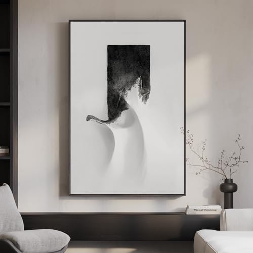 Framed Modern Black and White Abstract Wall Art, 1 Piece 24x36 In by Cuspin