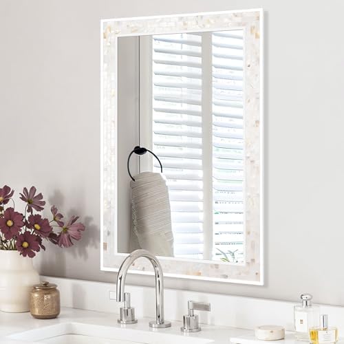 White Bathroom Mirrors for Wall 26x40 Inch, Coastal Wall Decor - Image 4