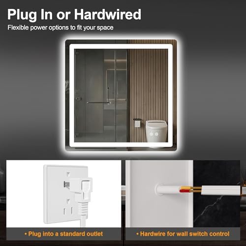 LED Bathroom Mirror with Lights, 30 x 30 Lighted Vanity Wall Mirror - Image 7