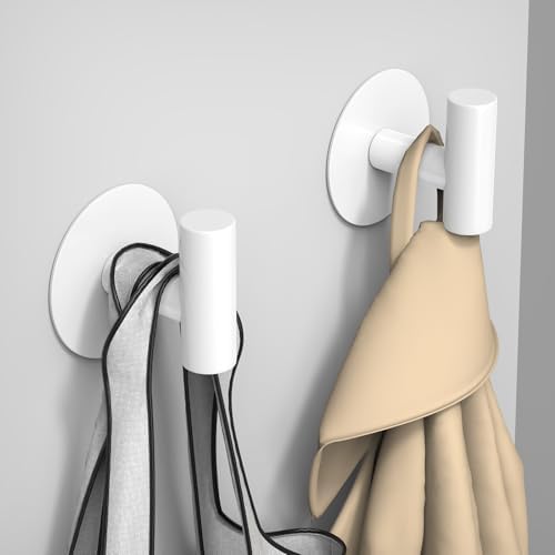 Heavy Duty White Towel Hooks, Stainless Steel Adhesive Coat Hooks - Image 3