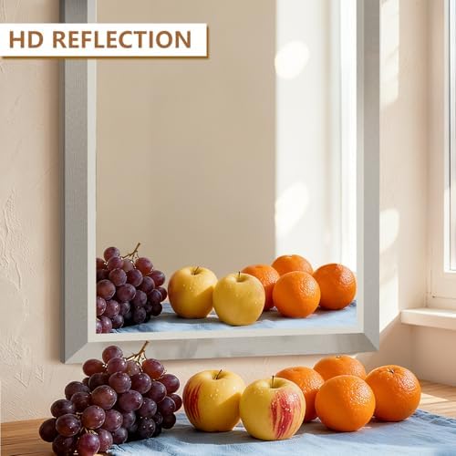 SMIROR 30x30 Brushed Silver Bathroom Vanity Mirror - Image 4