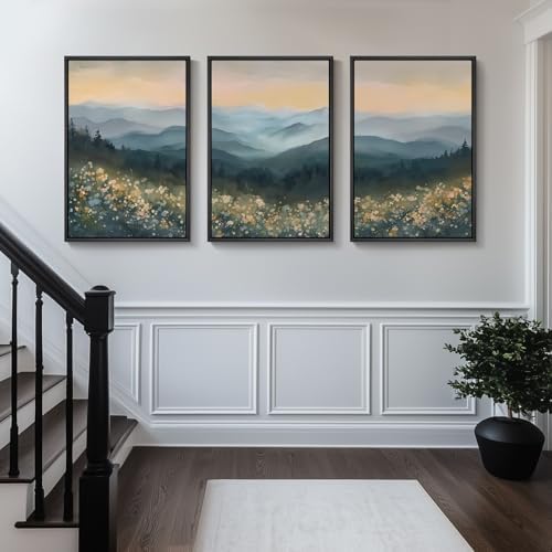 Large Framed Mountain Wildflower Landscape Wall Art - Image 4