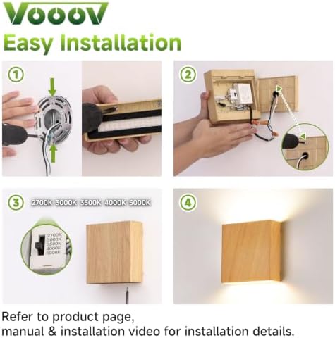 Natural Wood Grain Up & Down Indoor Outdoor LED Wall Sconce, 2 Pack - Image 5