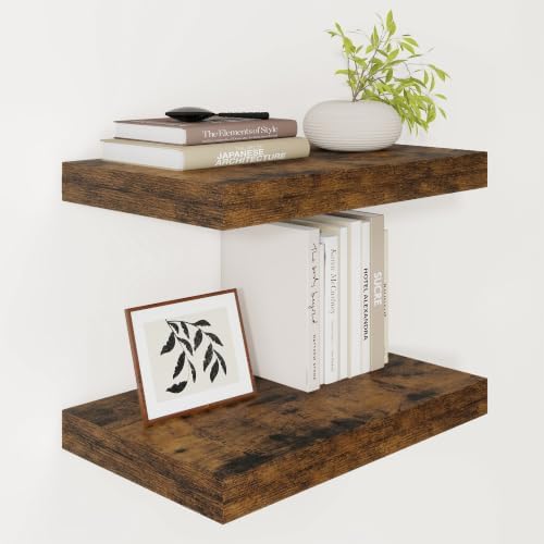 Vivelove Floating Shelves for Wall 18x12” Set of 2, Rustic Brown by VIVELOVE