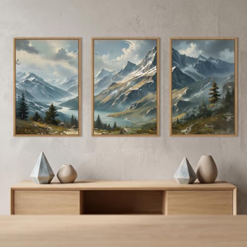 Nature Mountain Ridge Blue Framed Canvas Wall Art Set -16"x24"x3 - Image 2