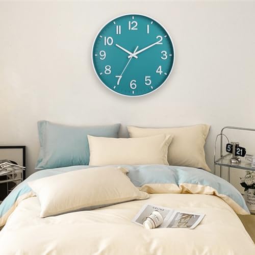 HZDHCLH 12 Inch Silent Wall Clock Battery Operated Non Ticking Teal - Image 6
