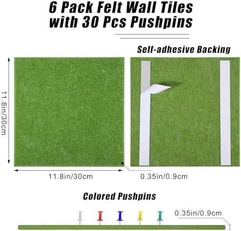 Large Cork Board 36" x 24", 6 Pack Felt Bulletin Board, Pin Boards - Image 3