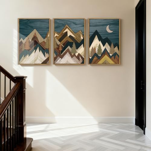 BINCUE Framed Mountain Wall Art Landscape Wall Decor Moon and Nature Artwork - Image 4