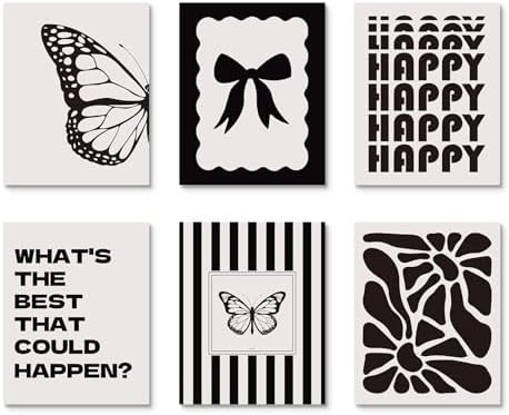 Habseligkeit Black Abstract Wall Art Prints Butterfly Poster 8x10 Set of 6 - Image 7