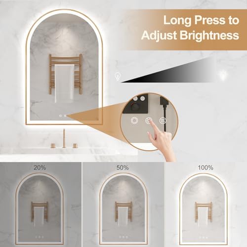 24"x36" Arched LED Lighted Bathroom Mirror - Image 4