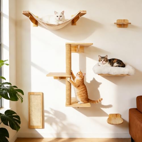6 in 1 Cat Wall Shelves Climbing System by Unknown