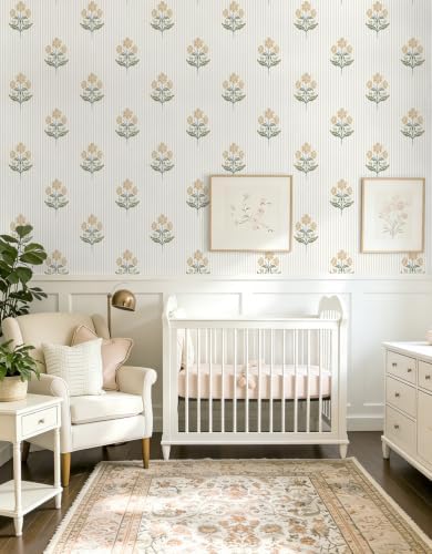 Safiyya Wallpaper Peel and Stick Beige Floral Contact Paper - Image 4