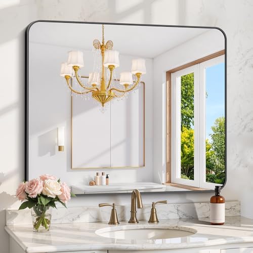 KOCUUY Bathroom Mirror 36"x40", Large Metal Framed Vanity Mirror by KOCUUY