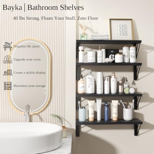 BAYKA Wall Mounted Black Floating Shelves - Image 3
