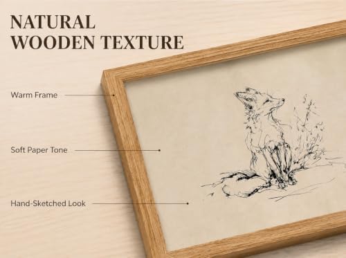 guajunsanh Framed Fox Sketch Wall Art, Vintage Fox Drawing Canvas Print - Image 5