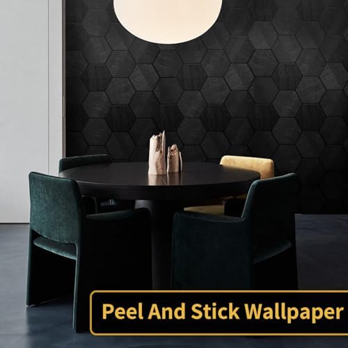 Black Peel and Stick Wallpaper Self Adhesive 3D Hexagon Geometric - Image 5