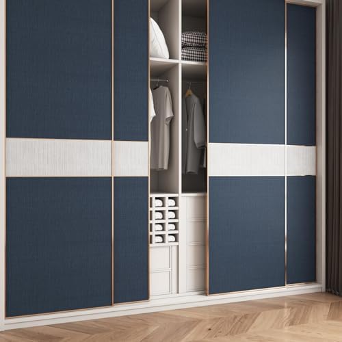 YENHOME Dark Denim Blue Grasscloth Wallpaper Peel and Stick Textured Wall Paper - Image 5
