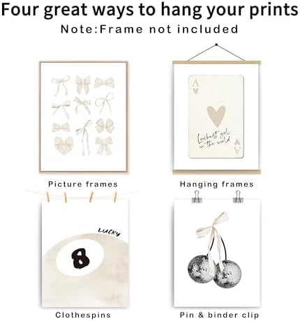 okaxscm Beige Coquette Trendy Preppy Wall Art Prints Set of 4, Coquette Room - Image 2