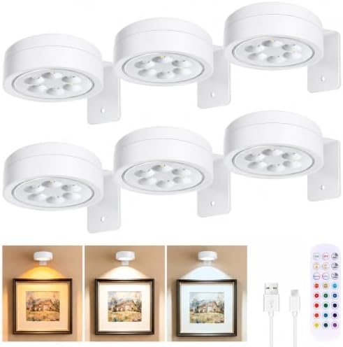6-Pack Picture Lights for Wall, Rechargeable Wireless Poster Lights by Unknown