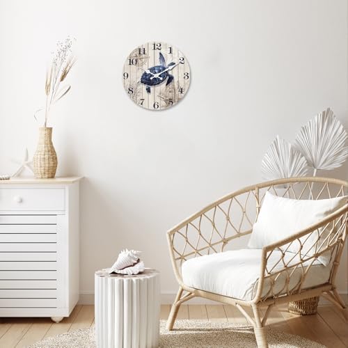 XFM Large Sea Turtle Wall Clock 24 Inch Blue Nautical - Image 2