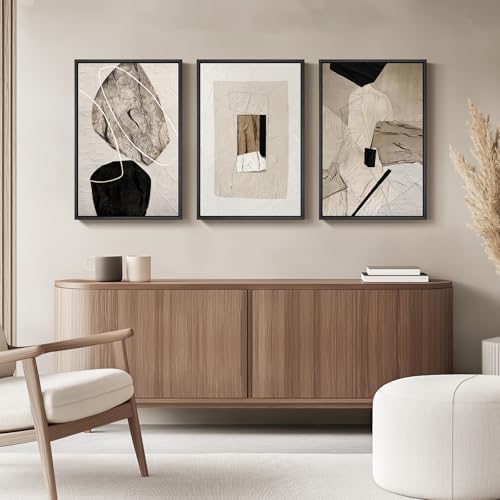 Framed Modern Minimalist Neutral Abstract Wall Art, Each 16x24 In - Image 4