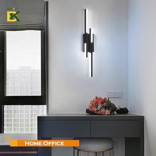 Benkut Modern LED Wall Sconce Black Remote Wall Light Fixtures - Image 6