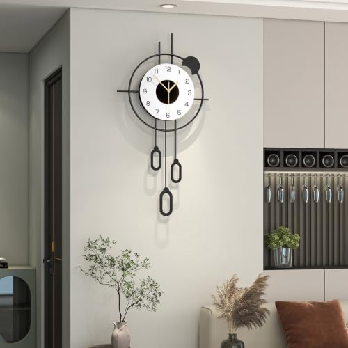 Large Modern Wall Clock Pendulum Black Wall Clock Battery Operated by Unknown