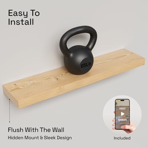 Solid Wood Floating Shelves for Wall 30 Inches Long, Natural Wood Shelf - Image 5