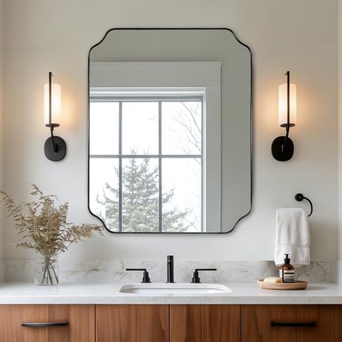 ANDY STAR 22X30 Inch Matte Black Scalloped Mirrors by ANDYSTAR
