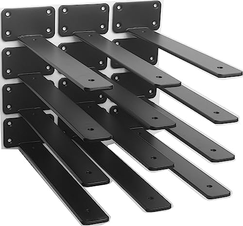 10 Pack - 10 inch Black Hidden L Shelf Bracket Iron Floating Shelf Brackets by MHMYDZ