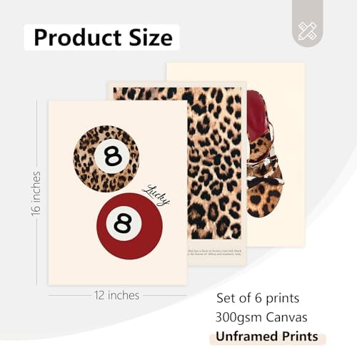 Cheetah Wall Art Red Leopard Canvas Wall Decor Y2k Trendy Coquette Poster - Image 2