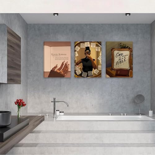 Framed Black Girl Wall Art Set of 3, Fashion Inspirational Black Woman Wall - Image 6