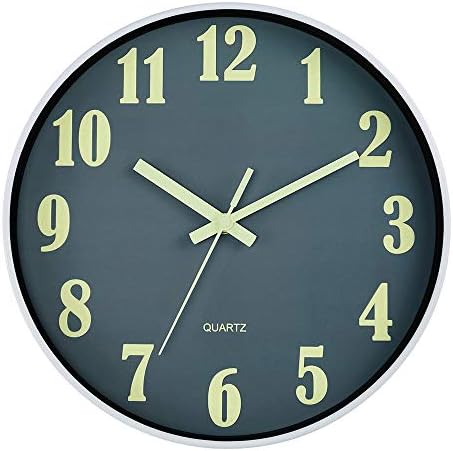 JoFomp Glow in The Dark Clock, 12 Inch Modern Silent Non Ticking Wall Clocks by JoFomp