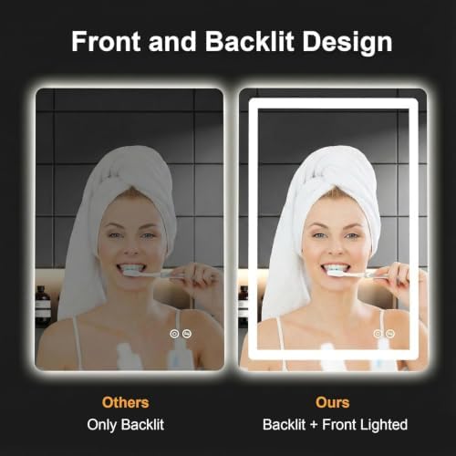 LED Bathroom Mirror with Lights, 20 x 30 Lighted Vanity Wall Mirror - Image 3