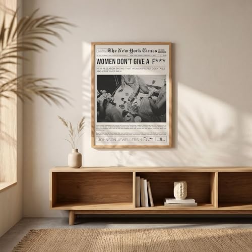 Vintage Black And White Wall Art 8x10in Wood Grain Frame Trendy Girly Newspaper - Image 7