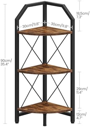 CHOEZON 3-Tier Corner Shelf, Industrial Corner Bookshelf, 35.4" Storage Stand - Image 2