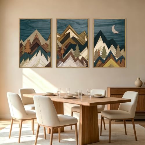 BINCUE Extra Large Mountain Wall Art Set of 3 Moon Froest Wall Decor Nature - Image 4