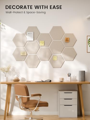 Fluxynara 12-Pack Hexagon Felt Bulletin Board Tiles - Image 6