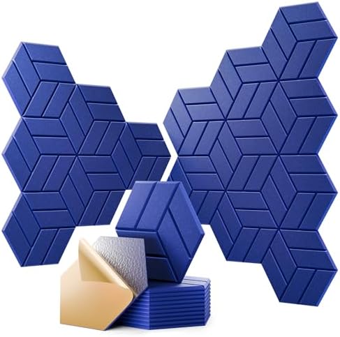 12Pcs Acoustic Panels with Self-adhesive, Hexagonal Soundproof Wall Panels High by OTUOER