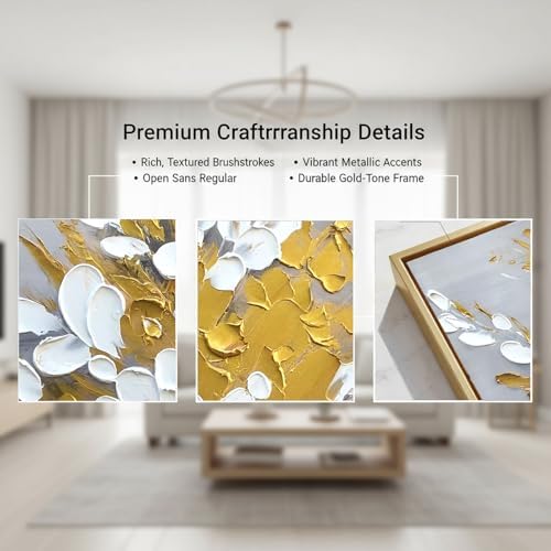 Large 3D Textured Framed Floral Wall Art - Image 3