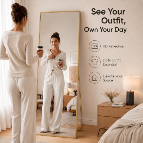 Simple Deluxe 59"x16" Full Length Mirror –Gold Aluminum Alloy Floor Mirror - Image 2