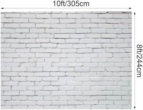 VitalCozy 10 x 8 ft White Brick Wall Backdrop Fabric Halloween Background - Image 2