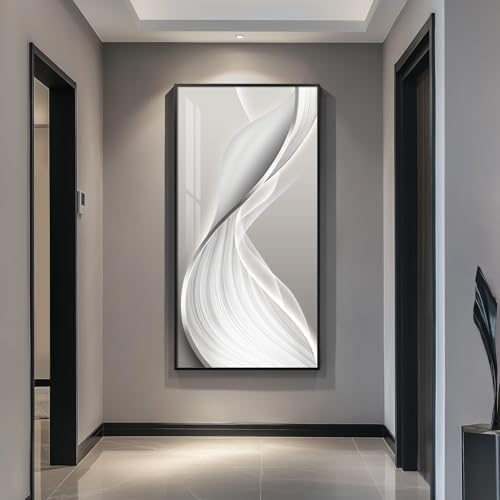 Large Framed Silver White Abstract Wall Art by Cuspin