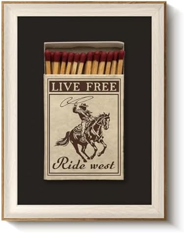 VIYYIEA Vintage Framed Matchbox Cowboy Horse Canvas Wall Art, 16×12 Inch by VIYYIEAART