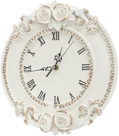 Silent Wall Clock, Battery Operated Large Easy Read Round White Dial by QUEMARQUE