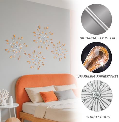 ZEXUIRU 4 Set Silver Starburst Wall Art - Image 4
